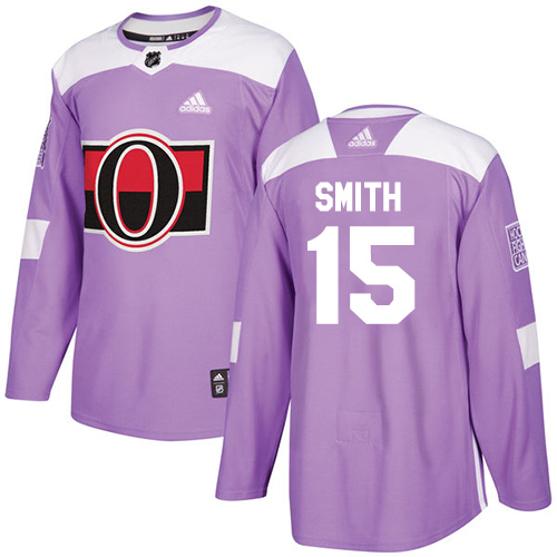 Adidas Senators #15 Zack Smith Purple Authentic Fights Cancer Stitched NHL Jersey